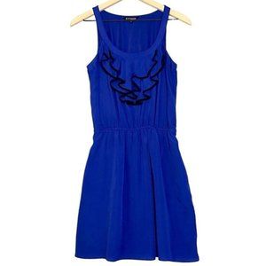 Express Ruffle Front Royal Blue Sleeveless A-Line Short Pockets Dress Size S